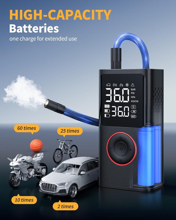 Tire Inflator Portable Air Compressor, 150 PSI Cordless Mini Bike Tire Pump - Image 4