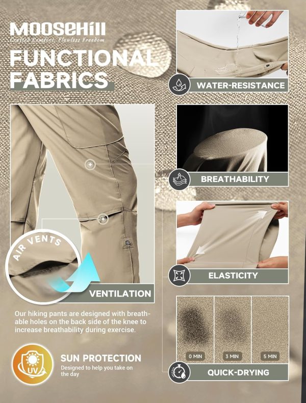Moosehill Women's-Hiking-Pants-Cargo-Quick-Dry-Stretch-Lightweight Work - Image 5