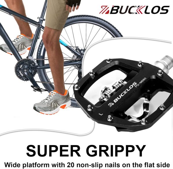 BUCKLOS SPD Pedals PD-M680 Mountain Bike Clip in SPD Flat Combo Dual Sided - Image 3