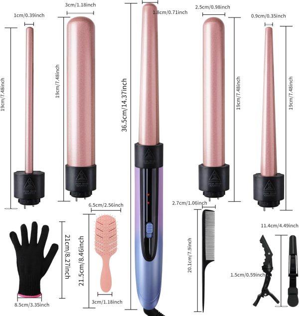 Curling Iron Hair Curler with 5 Interchangeable Barrel Curlings Wand Set - Image 9