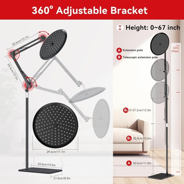 QRQ Red Light Therapy, Red Infrared Light Therapy Lamp with Stand for Face - Image 7