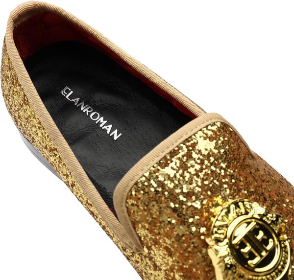 ELANROMAN Men's Glitter Loafers Oxford Dress Fashion Wedding Party Prom - Image 5
