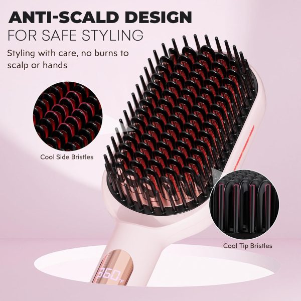 LANVIER Hair Straightener Brush, Ionic Straightening Brush with Infrared, - Image 6