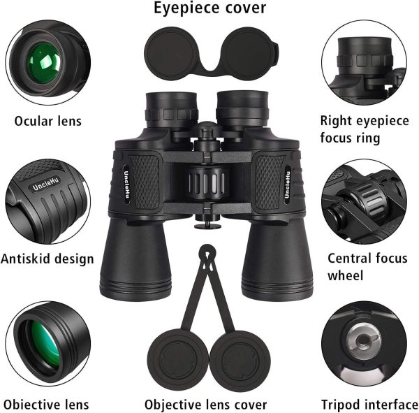 UncleHu 20x50 High Power Binoculars for Adults with Low Light Night Vision, - Image 2