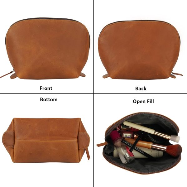 Leather Cosmetic Case, Travel makeup Bag, Leather Toiletry Bag, Luxury - Image 9