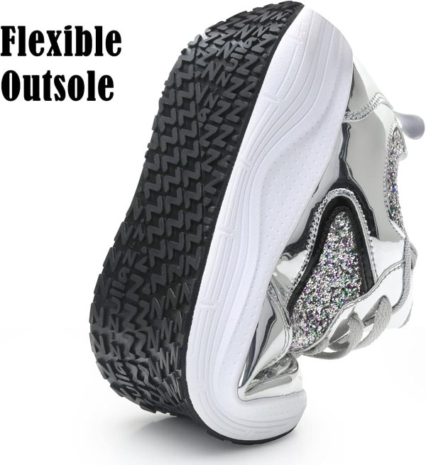 DADAWEN Women's Glitter Platform Wedge Athletic Tennis Walking Shoes - Image 4