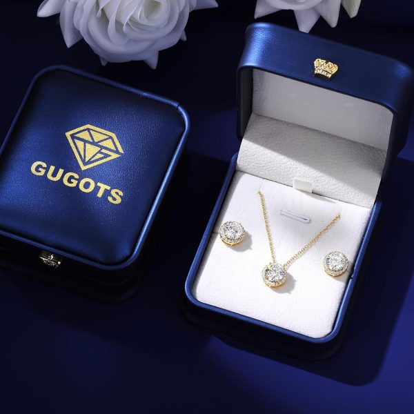 Moissanite Diamond Necklace and Earrings Set for Women/Men Crystal - Image 5