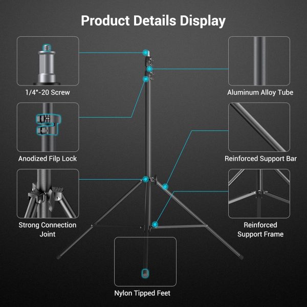 SmallRig Aluminum Light Stand 110"/9.2ft/280cm, Adjustable Photography - Image 5