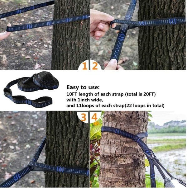 Camping Hammock with Rain Fly Tarp and Mosquito Net with Tree Straps Single - Image 4