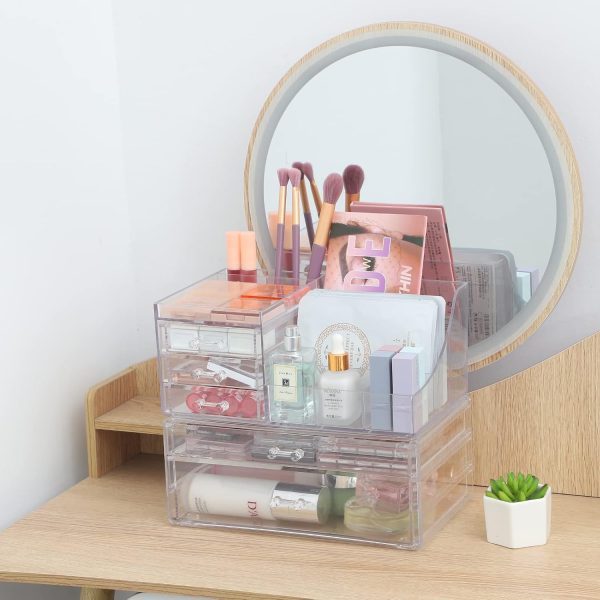 Cq acrylic 2 Pack Clear Make Up Organizers for Vanity,Stackable 5 Drawers - Image 5