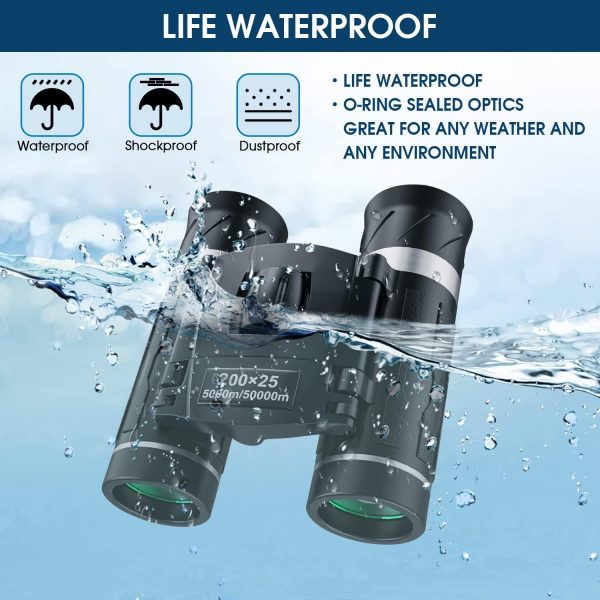 200x25 Compact Binoculars for Adults and Kids, High Powered Mini Pocket - Image 7