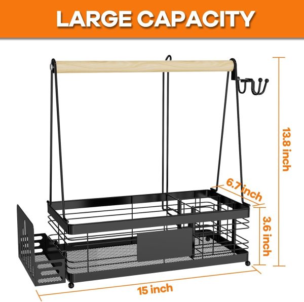 Grill Caddy with Plate Holder and Paper Towel Holder, Picnic BBQ Condiment - Image 4