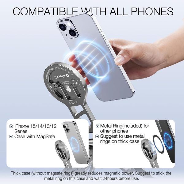 Magnetic Pocket Phone Tripod Foldable Compatible with Magsafe for iPhone - Image 4