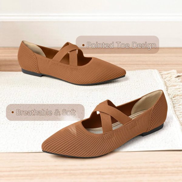 Women's Flats Shoes Pointed Toe Knit Washable Comfortable Dressy Mary Jane - Image 3