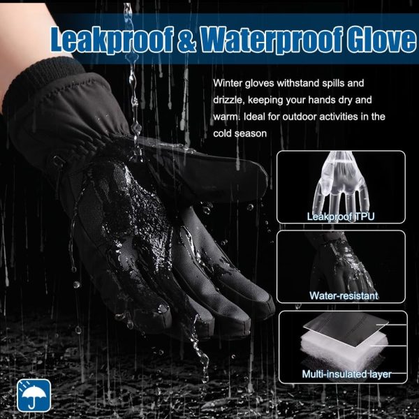 Winter Gloves for Men Women -30℉ Cold Weather Gloves Warm Waterproof Gloves - Image 3