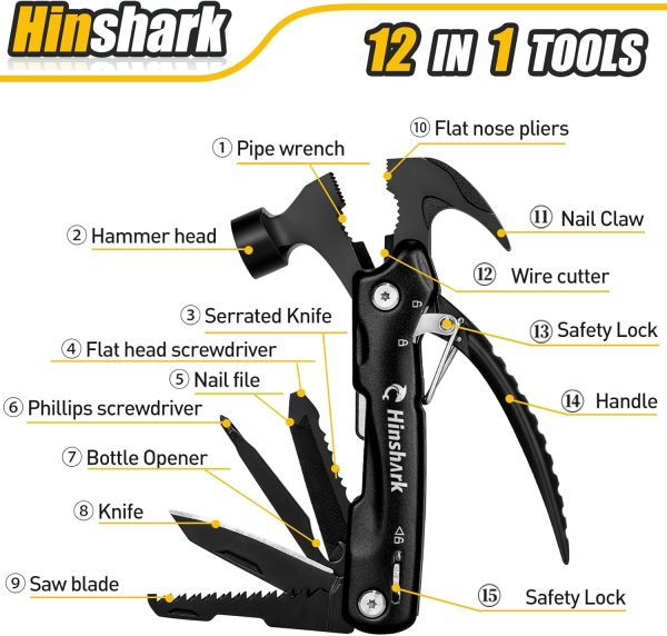 Gifts for Men, Stocking Stuffers for Adults Men Hammer Multitool, Christmas - Image 2
