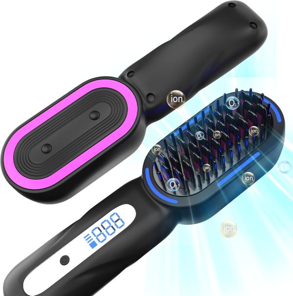 Cordless Hair Straightener Brush, Portable Negative Ion Hot Comb Hair - Image 9