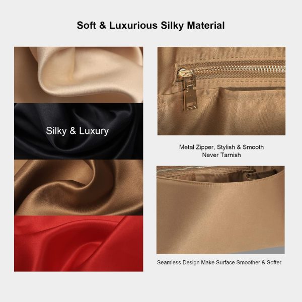 Purse Organizer Insert For Handbags, Silk Purse Organizer with Zipper, Silk - Image 4