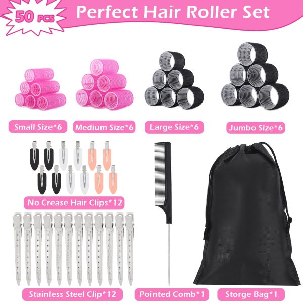 50Piece Hair Rollers Set, Self Grip Hair Rollers for Long Medium Short Hair - Image 3
