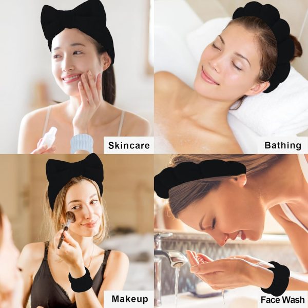 Canitor Sponge Spa Headbands Wristband Set with Hair Clips Skincare - Image 5