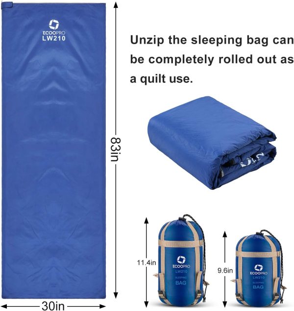 ECOOPRO Warm Weather Sleeping Bag - Portable, Waterproof, Compact - Image 3