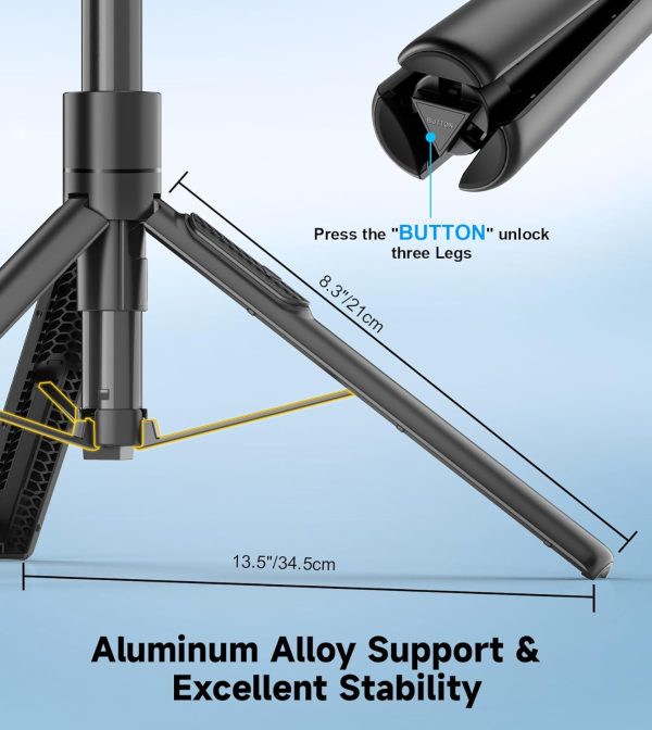 Vlogging Kit, 61" Phone Tripod with Light, All-in-1 Selfie Stick with - Image 6