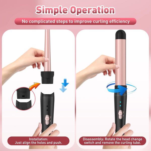 Wand Curling Iron, 5 in 1 Curling Wand Set with 3 Barrel Hair Crimper, - Image 6