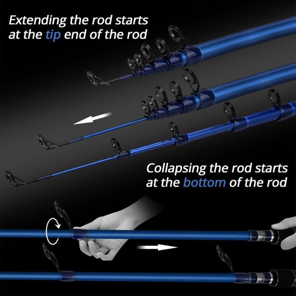 KastKing Compass Telescopic Fishing Rods and Combo, Sensitive Graphite - Image 6