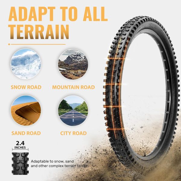 Hycline Mountain Bike Tires Set: 2 Pack 26/27.5/29x2.4 Inch Heavy Duty - Image 6