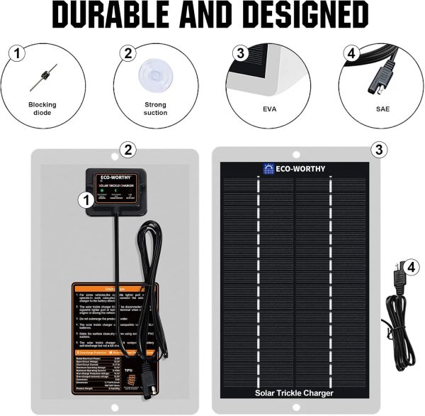ECO-WORTHY Solar Battery Charger 12 Volt Waterproof Portable Power Solar - Image 7
