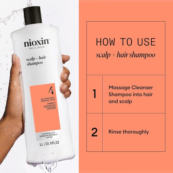 Nioxin System 4 Scalp + Hair Thickening Shampoo For Colored, Dry, & Damaged - Image 7