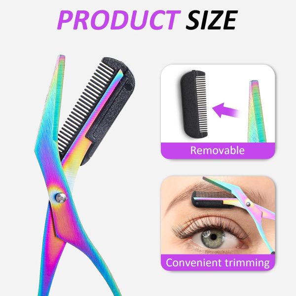 3Pcs Eyebrow Trimmer Scissor with Comb Professional Precision Eyebrow - Image 3