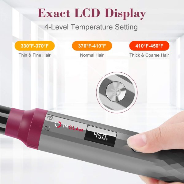 IG INGLAM Professional 8-in-1 Curling Iron Wand Set, Instant Heat Up Hair - Image 3