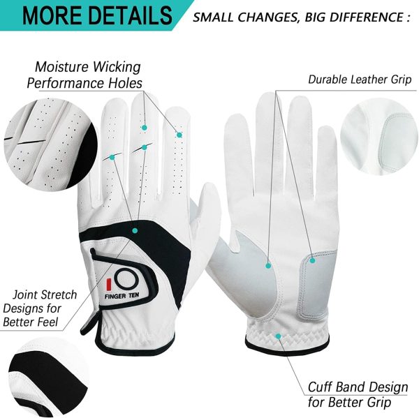 Amy Sport Golf Gloves Men Right Handed Golfer Left Hand 3 Pack Leather All - Image 2