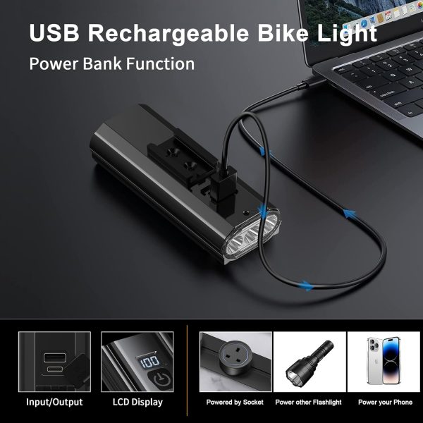Bike Lights,OLDBER 9000 Lumens Bike Headlight with Dual Taillights–USB - Image 4