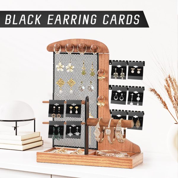 200 Pcs Black Velvet Earring Cards Plastic Earring Display Card Holder for - Image 4