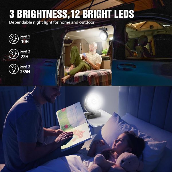 Portable Camping Fan with LED Lantern- 40H Work Time Rechargeable Battery - Image 5