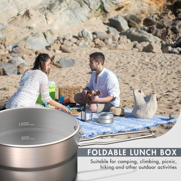 Lixada Camping Pot Stainless Steel Camping Cook Pot 1.5L Camping Cooking - Image 2