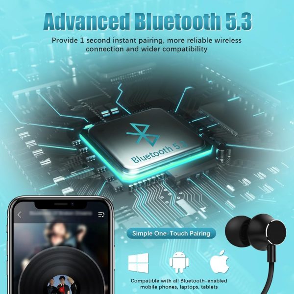 Neckband Bluetooth Headphones, 200H Extra Long Playtime Wireless Stereo - Image 3
