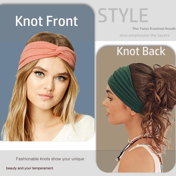 IVARYSS Twist Knotted Boho Headbands for Women Non-Slip, Stretchy Head - Image 5