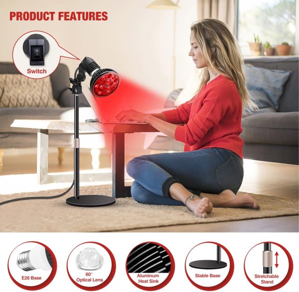 Red Light Therapy Lamp with Adjustable Stand, Red Light Therapy Bulb for - Image 5