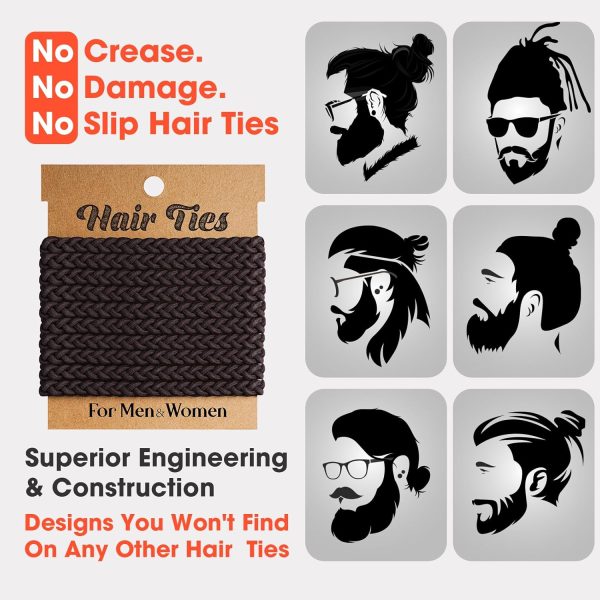 EasYoung 10pcs Braided Mens Hair Ties for Guys, for Buns Curly Thick Dense - Image 2