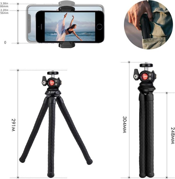 Fotopro Flexible Tripod for iPhone Bendable Flex Leg Camera Tripod with - Image 5