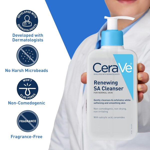 CeraVe Renewing Salicylic Acid Cleanser, Formulated With Hyaluronic Acid, - Image 3