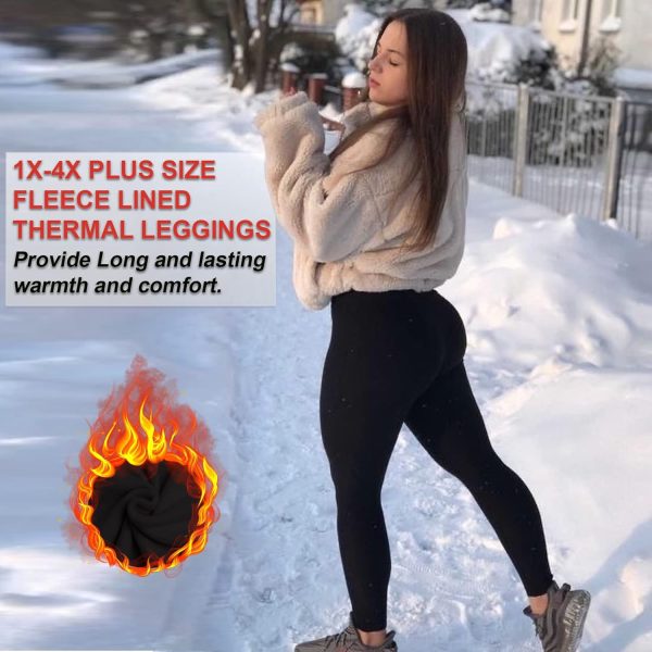 NEW YOUNG 2 Pack Plus Size Fleece Lined Leggings Women-1X-4X High Waist - Image 3