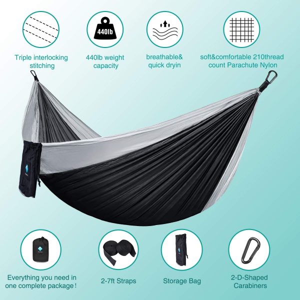 Hammock Camping, Portable Single/Double Hammocks for Outdoor Hiking Travel - Image 8