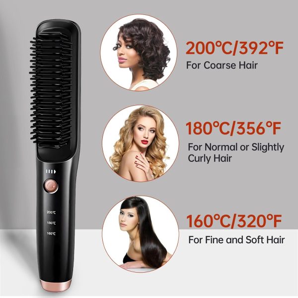 Cordless Hair Straightener Brush, Portable Straightening Brush, Long-Life - Image 2