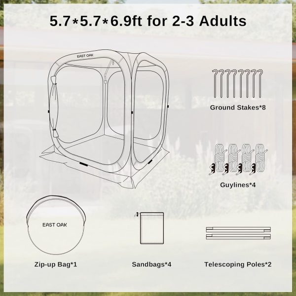 EAST OAK Screen House Tent Pop-Up, Portable Screen Room Canopy Instant - Image 5