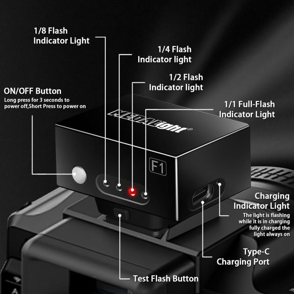 Upgrade Aluminum F1 Mini Camera Flash with Diffuser for Ricoh - Image 3