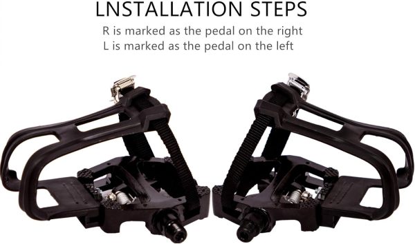 YBEKI SPD Pedals - Hybrid Pedal with Toe Clip and Straps, Suitable for Spin - Image 7